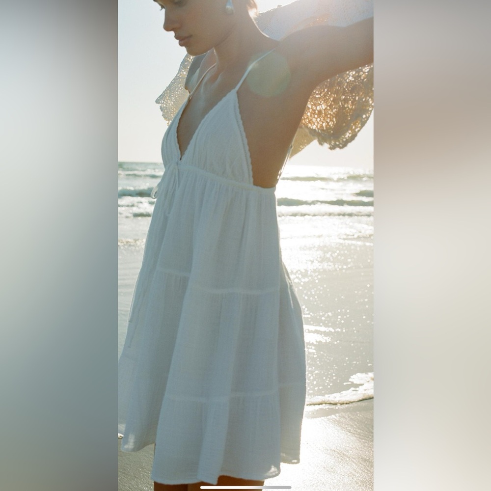 ZARA TIERED COTTON GAUZE DRESS